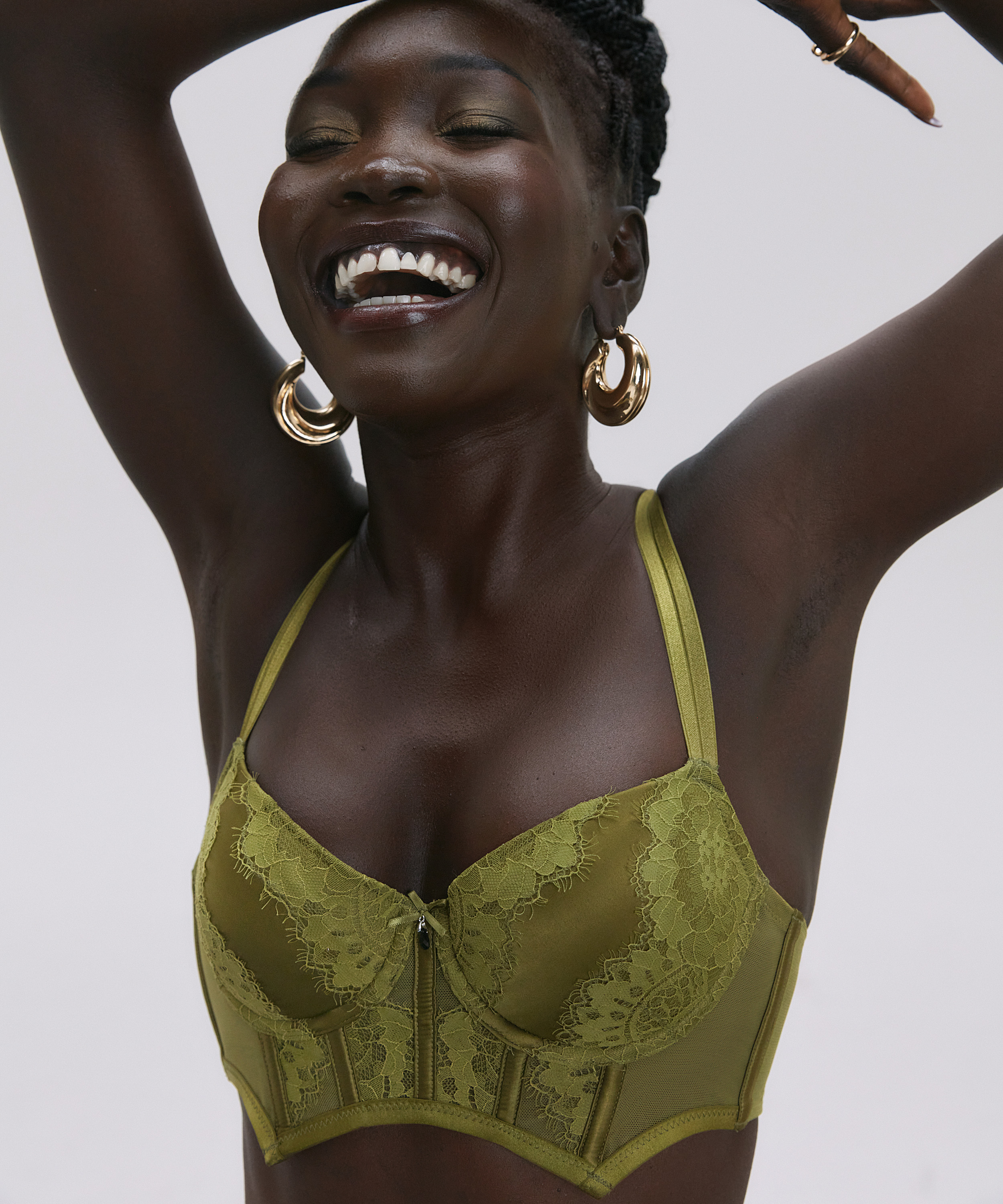 Biustonosz usztywniany z fiszbinami Longline Amelie, Zielony, main