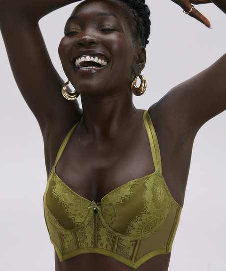 Biustonosz usztywniany z fiszbinami Longline Amelie, Zielony