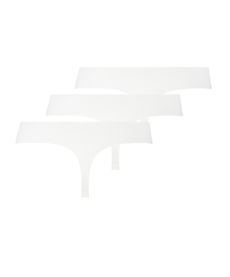 Niewidoczne pod ubraniem stringi 3-pak, Biały