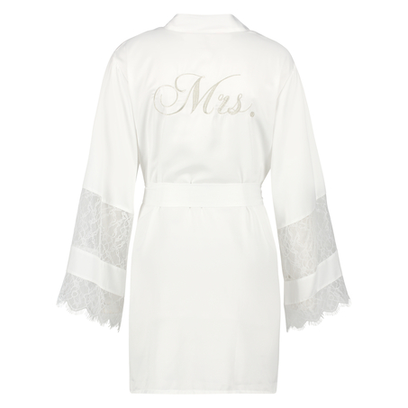 Satynowe kimono dla panny młodej, Biały