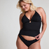 Majtki Bikini Wysoko Krojona Scallop, Czarny