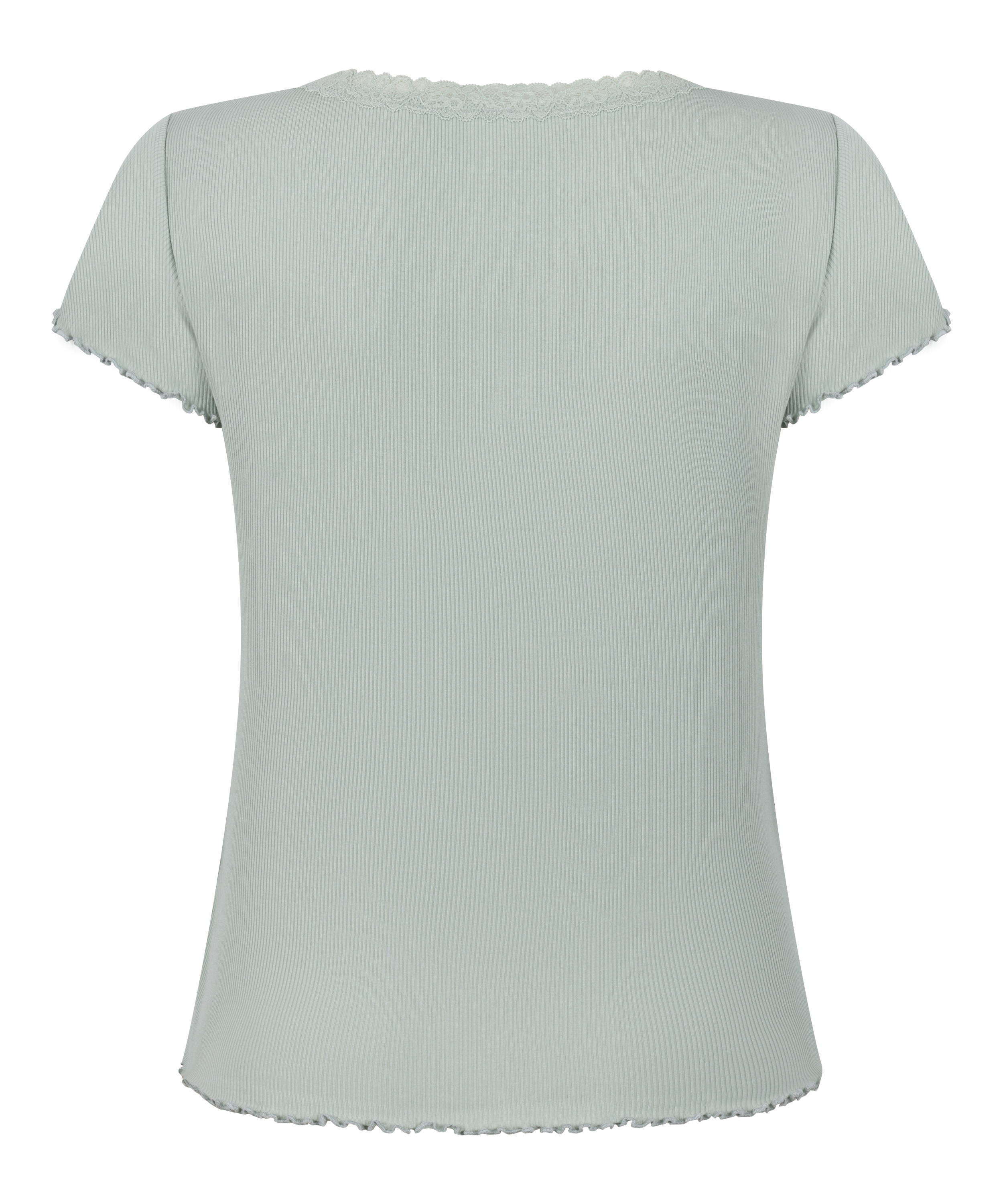 Top Piżamowy Jersey Rib z Koronką, Zielony, main