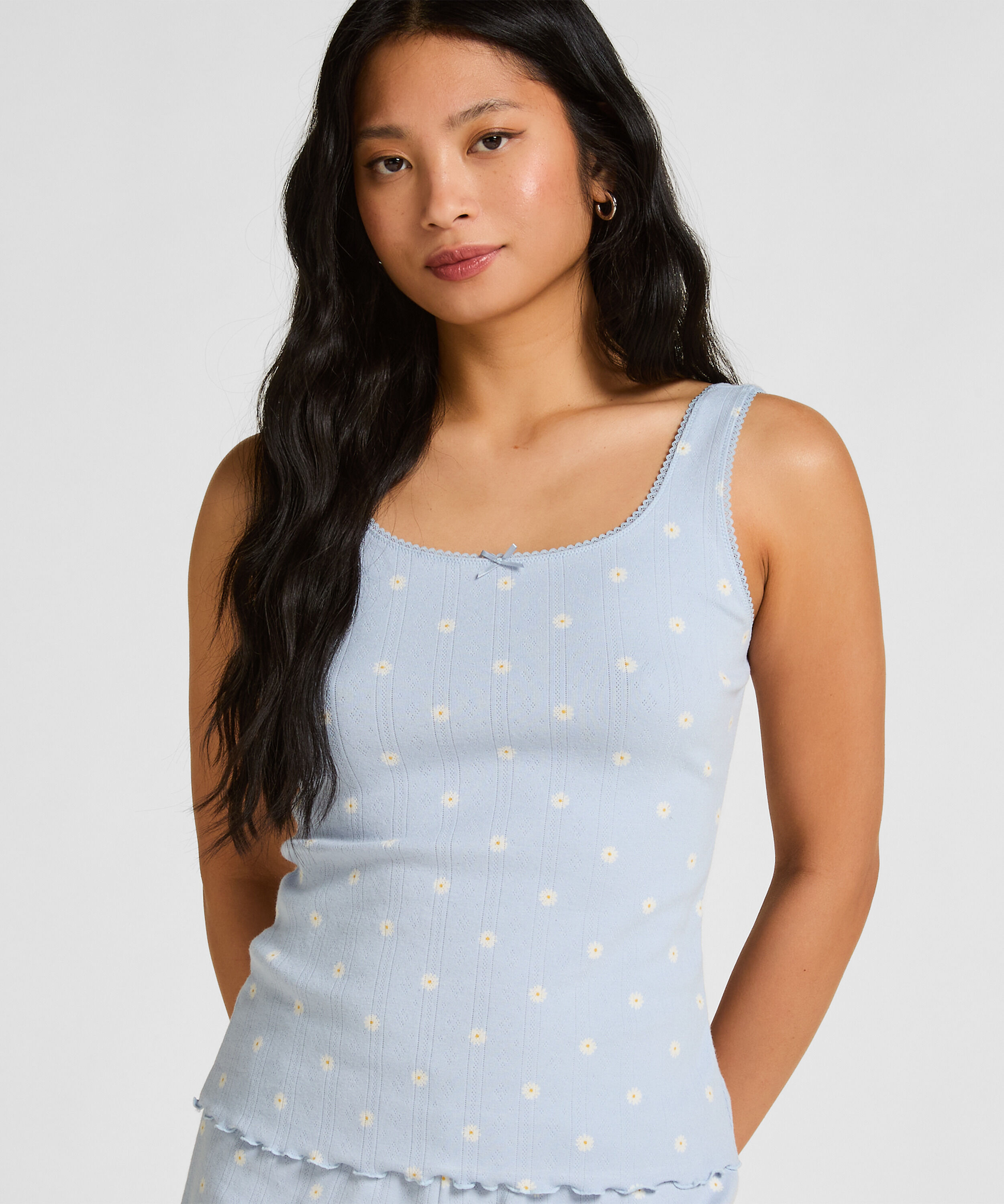 Podkoszulek Pointelle, Niebieski