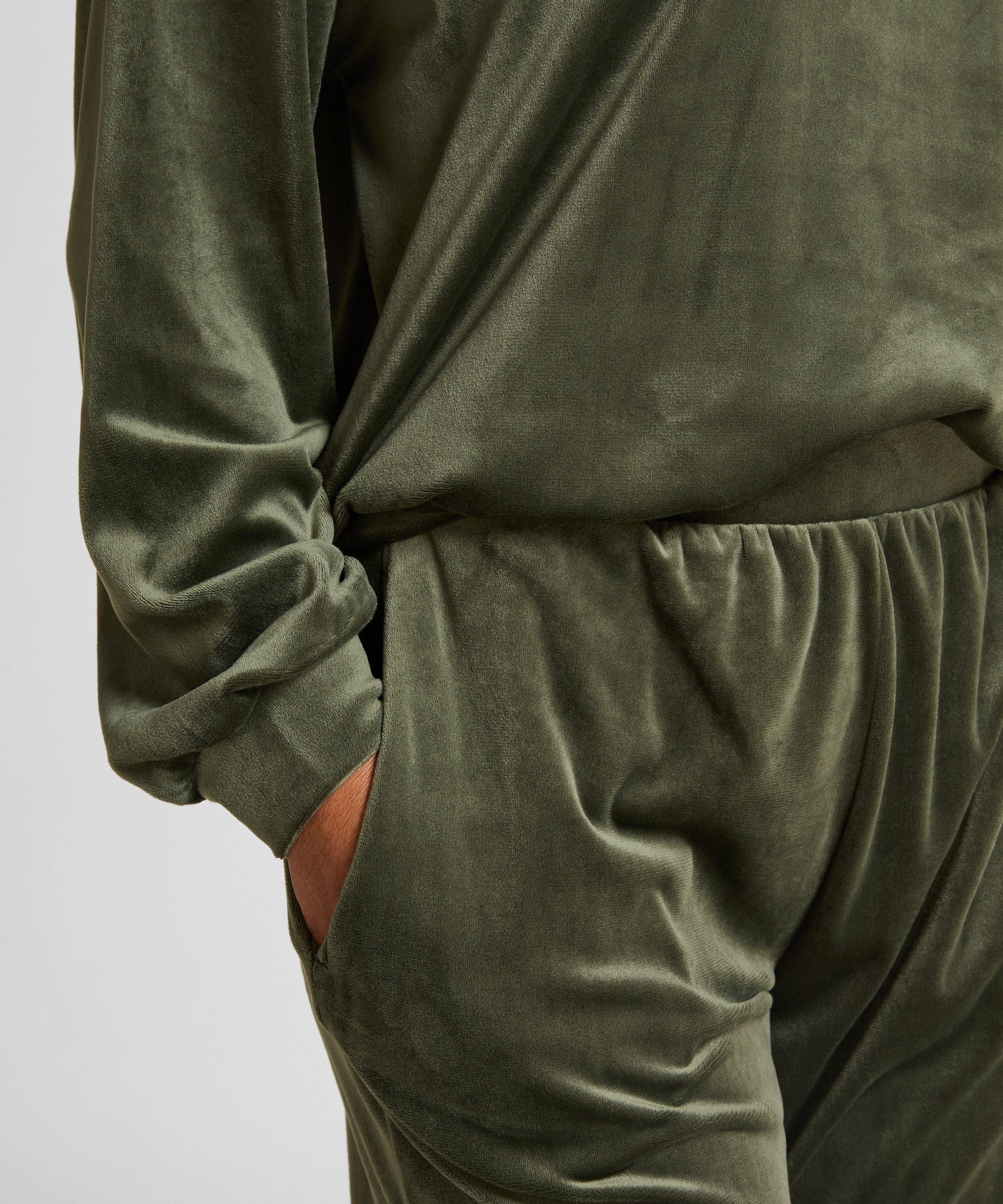 Welurowe spodnie od piżamy, Zielony, main