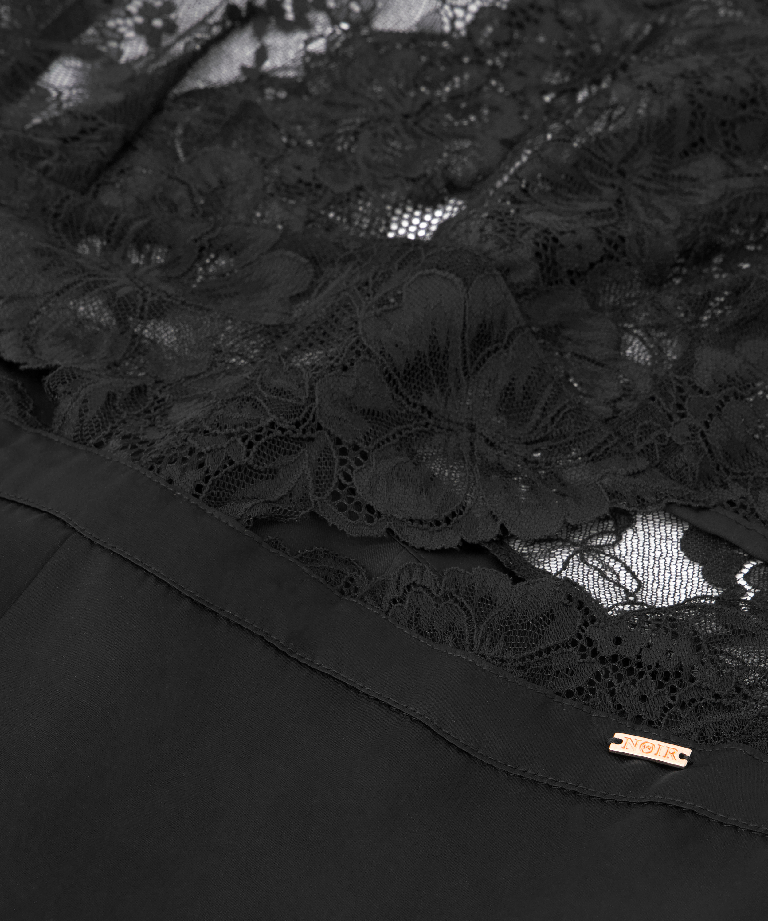 Kombinezon z satyny i koronki Gabriel, Czarny, main