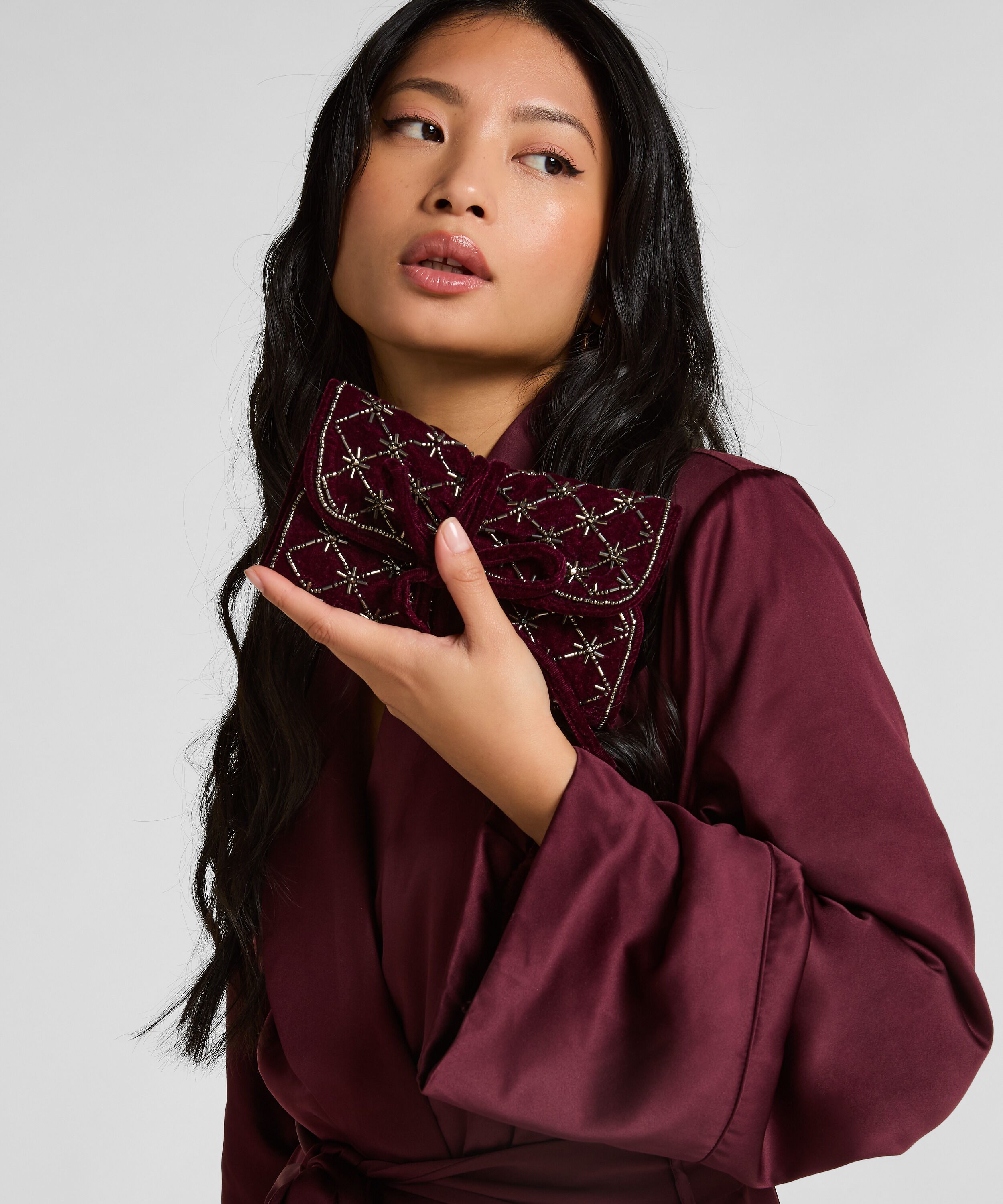 Worek na biżuterię z koralikami, Fioletowy