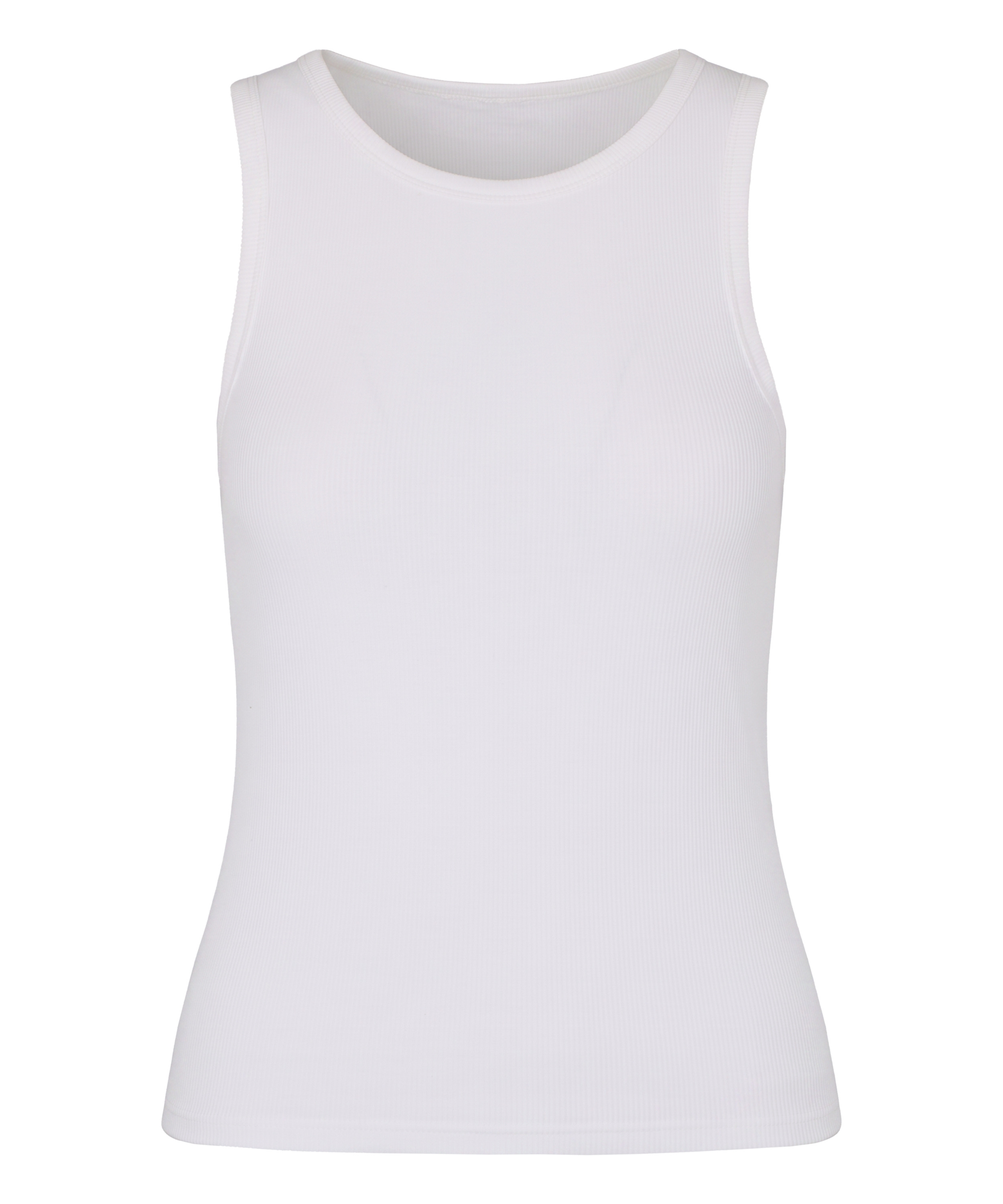 Top Tank z Prążkowanej Bawełny, Biały, main