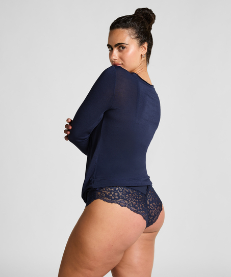 super miękka top z kaszmirem z dekoltem w ł&oacute;dkę, Niebieski