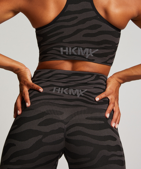 Legginsy sportowe bezszwowe z wysokim stanem Zebra HKMX, Czarny
