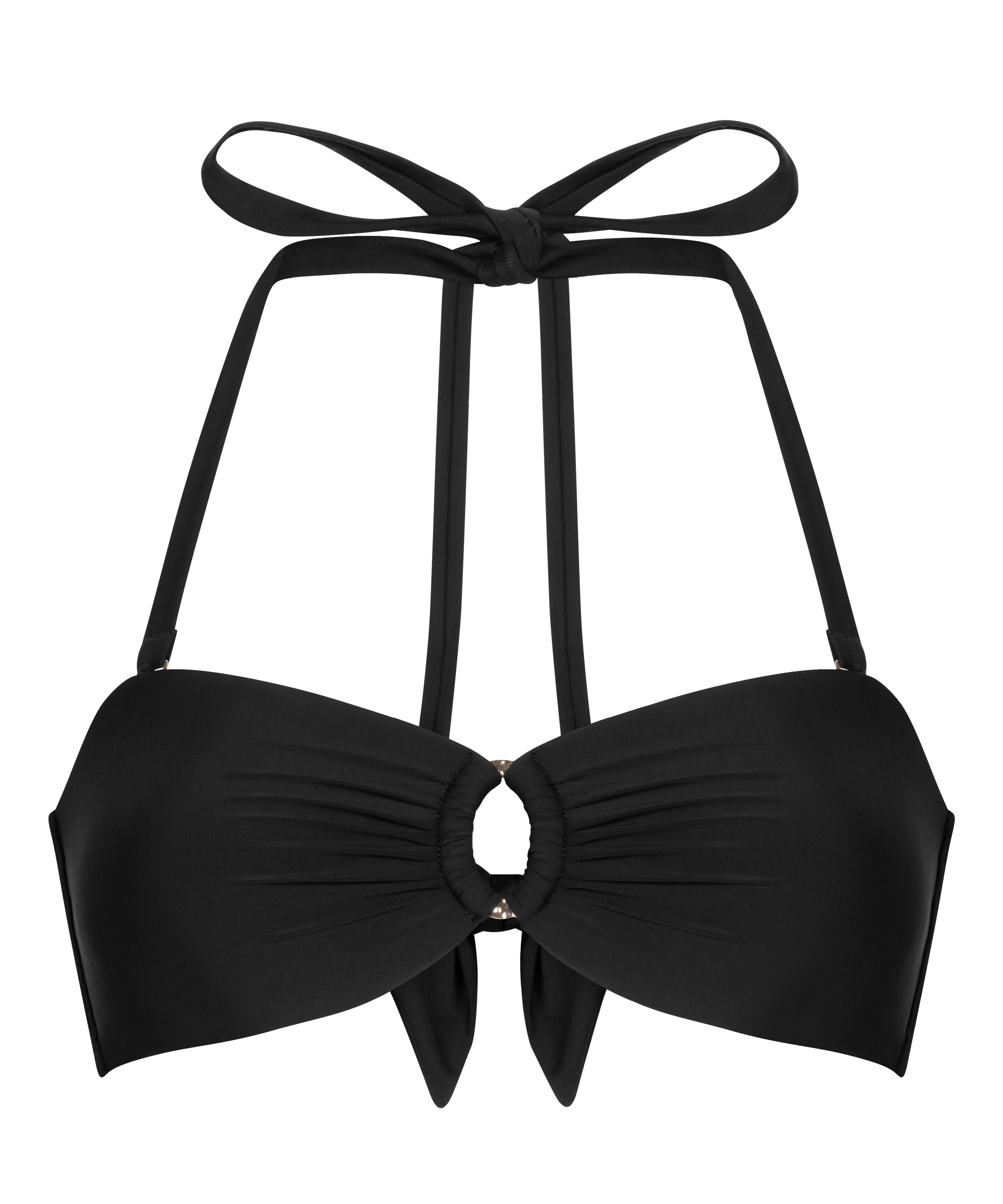 Luksusowy Top Bikini Bandeau z K&oacute;łkiem, Czarny, main