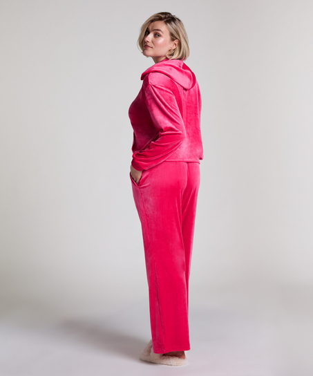 Welurowe spodnie od piżamy, R&oacute;żowy