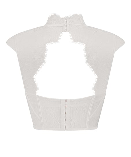 Top z fiszbinami Lace Camille, Biały