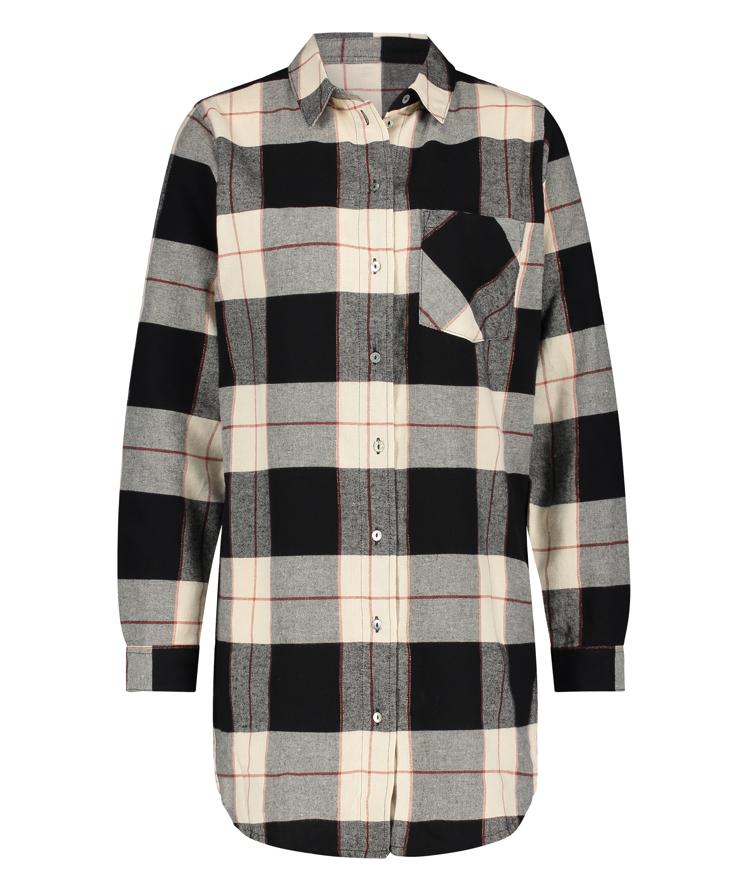 Longsleeved Nightshirt, Czarny, main