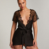 Satynowe kimono Coco, Czarny