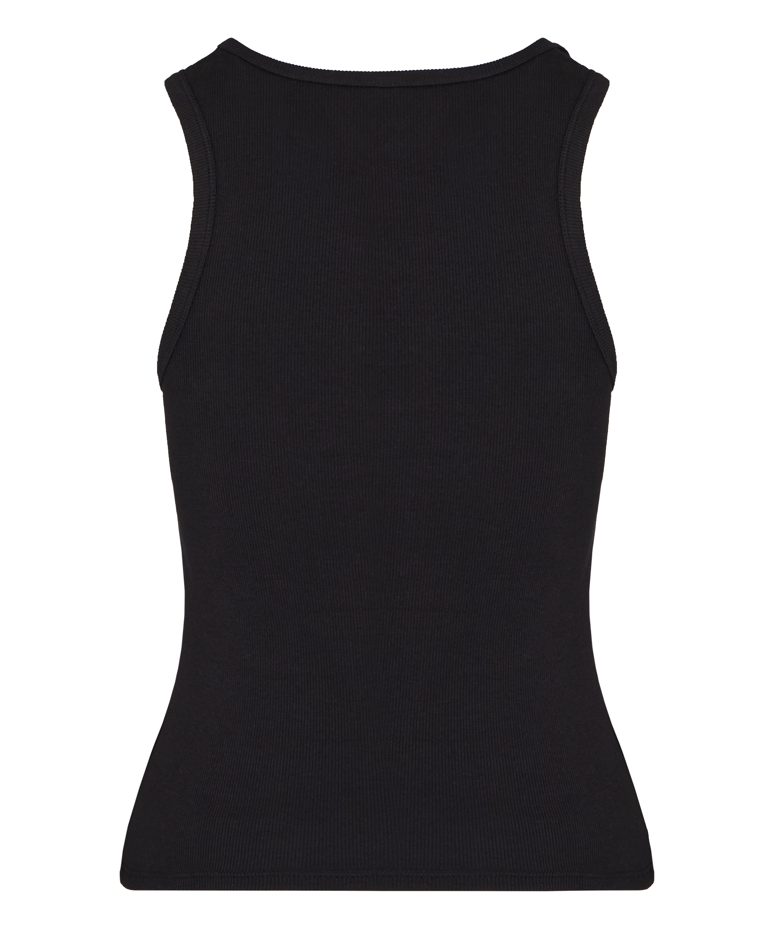Top Tank z Prążkowanej Bawełny, Czarny, main