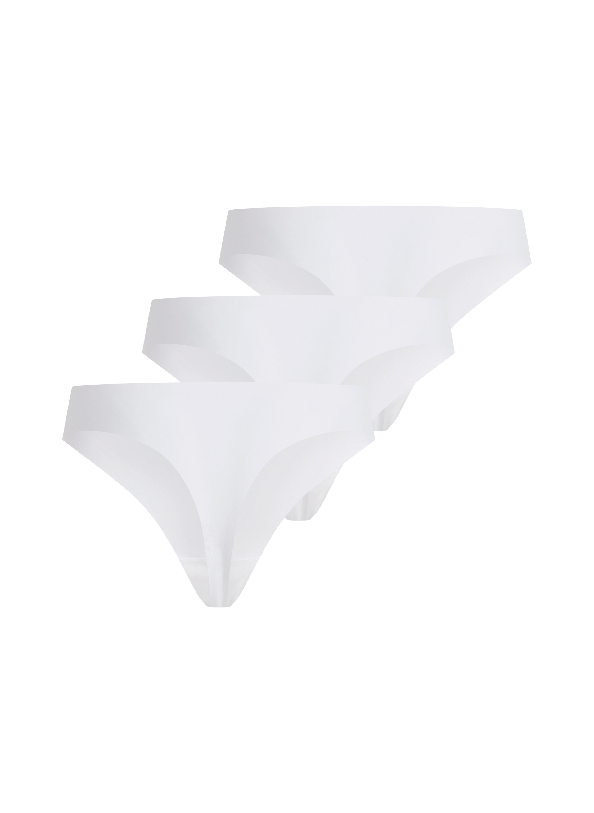 Niewidoczne pod ubraniem stringi z czarną koronką 3-pak, Biały, main