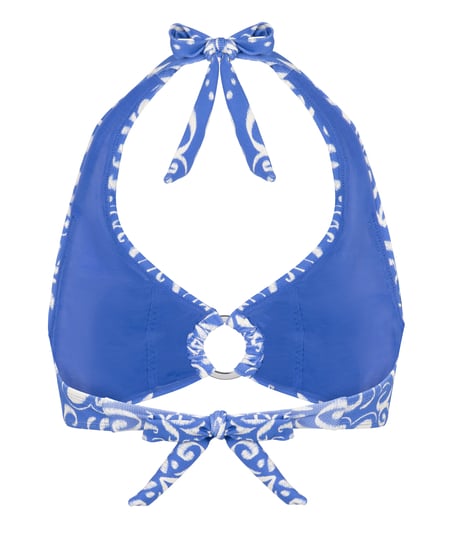 Kr&oacute;tki top z dekoltem halter Cancun, Niebieski