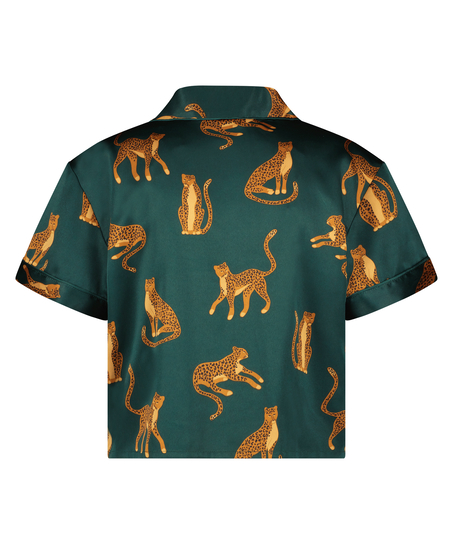 Satynowa narzutka Peppers z kr&oacute;tkim rękawem, Zielony