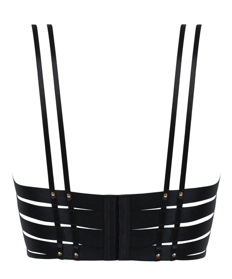 Nieusztywniany długi biustonosz z fiszbinami Athena, Czarny