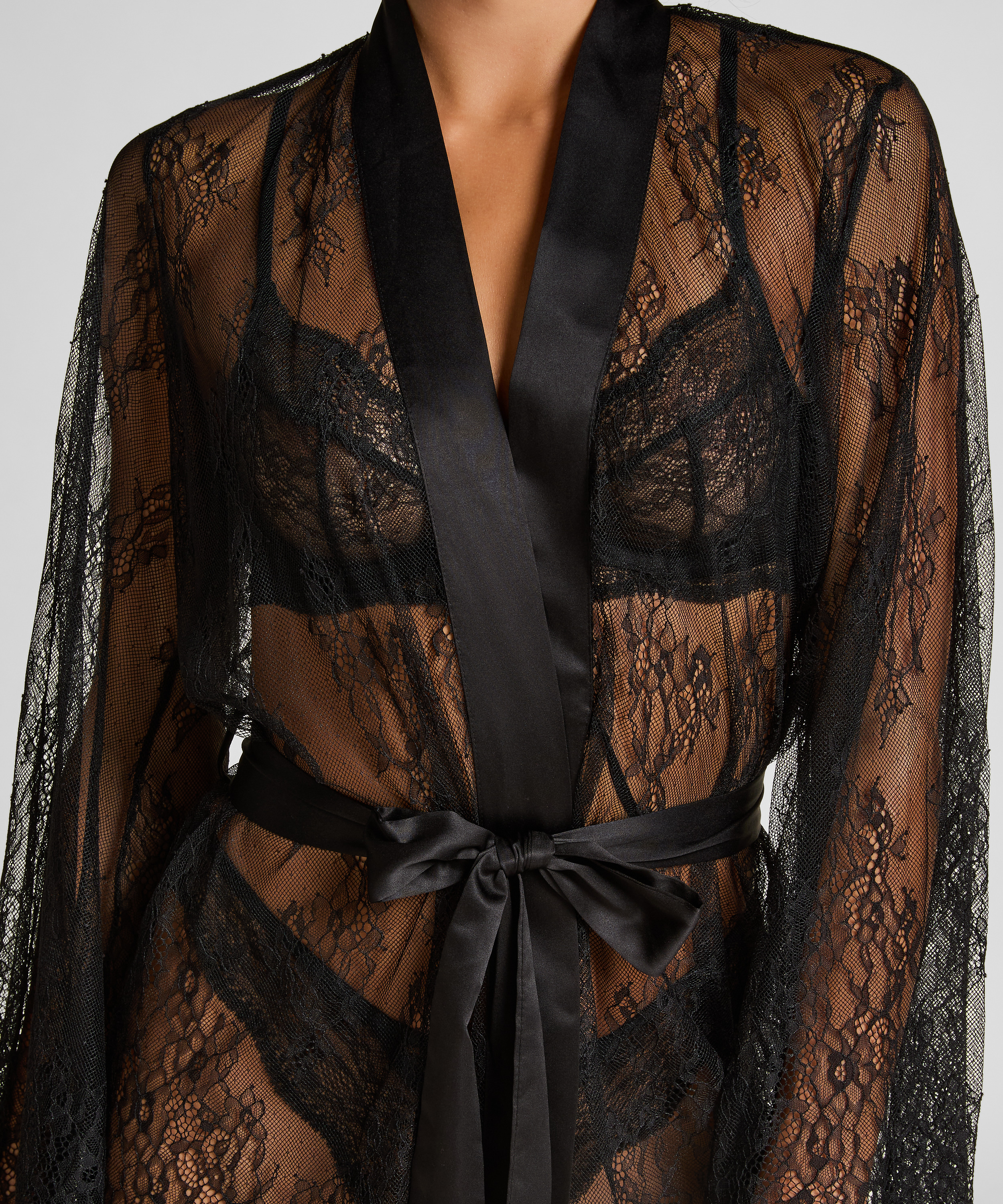 Koronkowe kimono, Czarny, main
