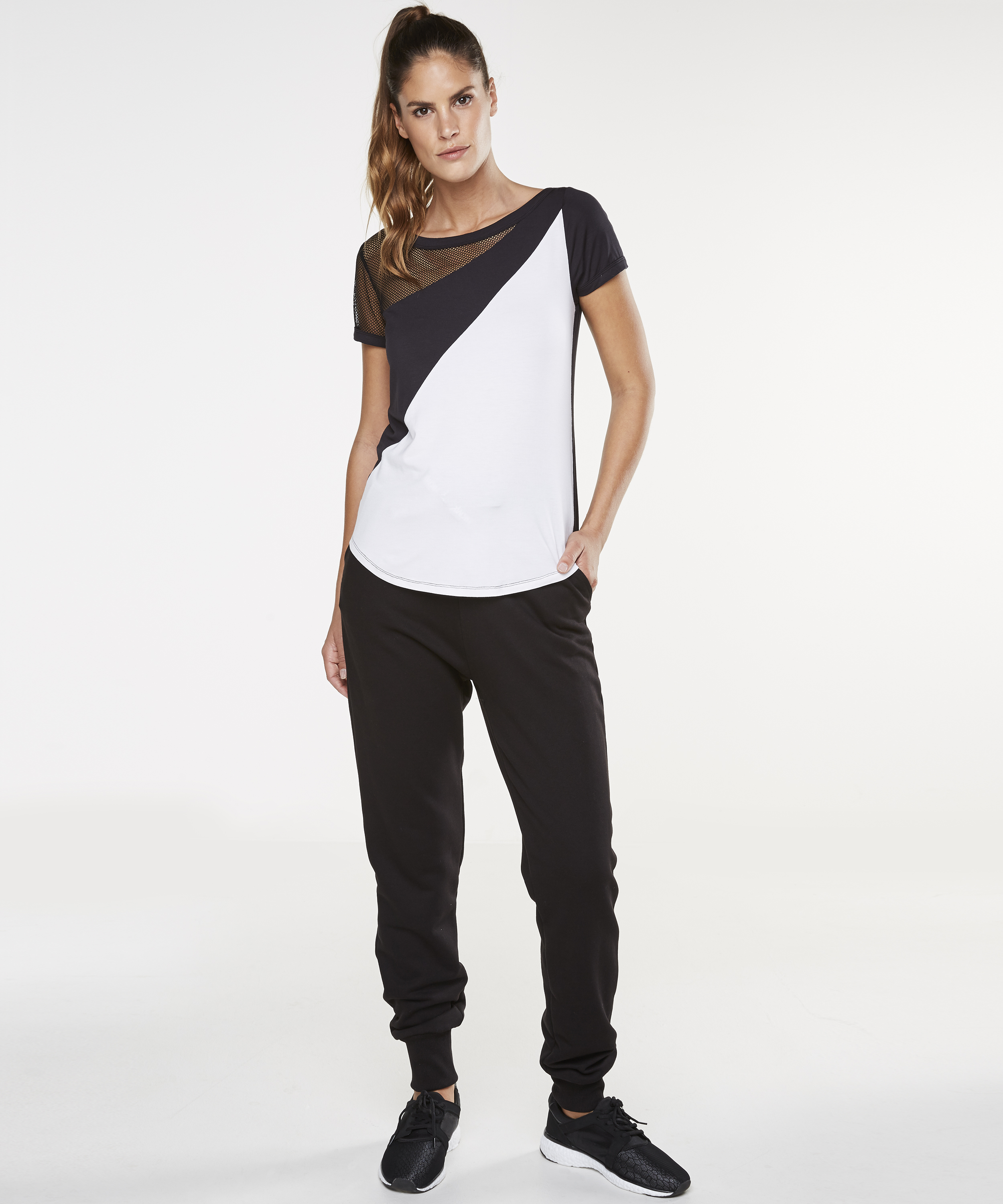 HKMX Branded Boyfriend Jogging Pants, Czarny, main