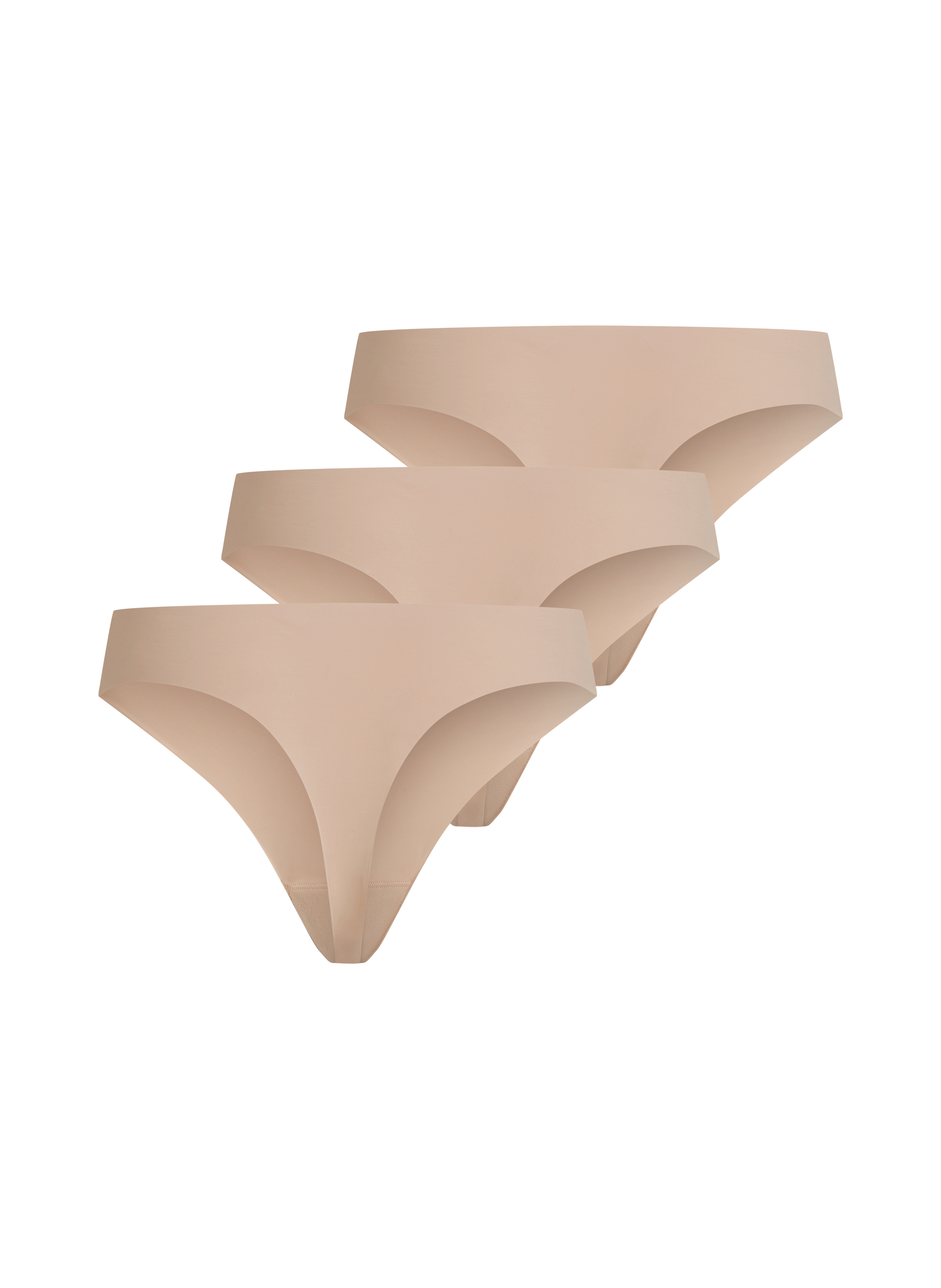 Niewidoczne pod ubraniem stringi 3-pak, Beżowy, main