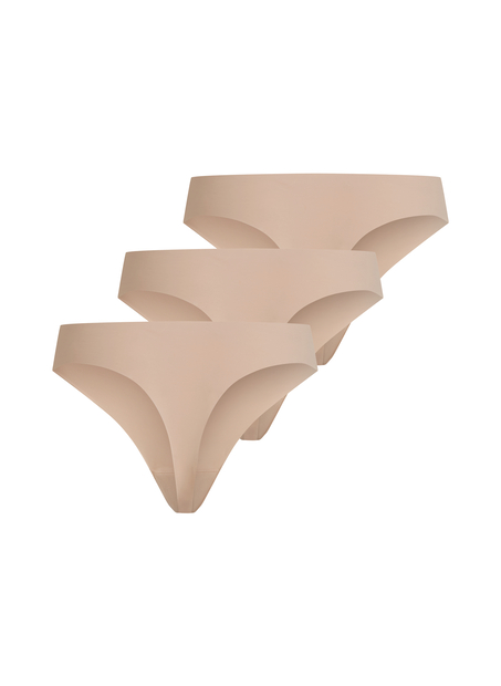 Niewidoczne pod ubraniem stringi 3-pak, Beżowy
