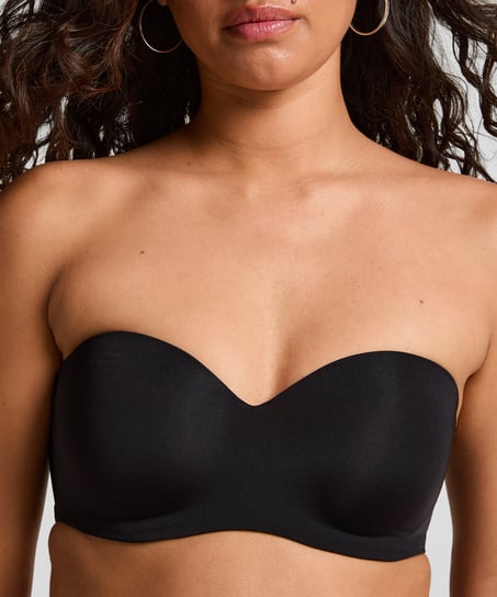 Usztywniony biustonosz push-up bez ramiączek na fiszbinach Smooth, Czarny