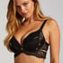 Biustonosz usztywniany z fiszbinami, typu longline push-up Desire, Czarny