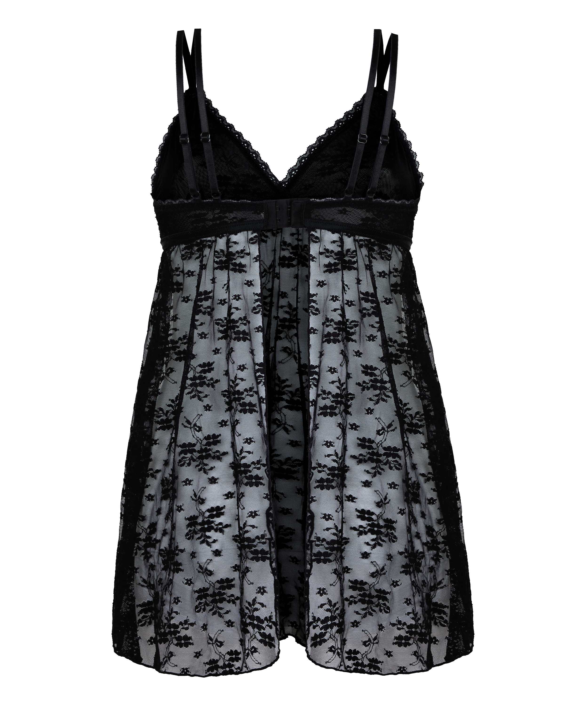 Babydoll Darcy z Kwiatowej Koronki, Czarny, main