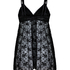Babydoll Darcy z Kwiatowej Koronki, Czarny