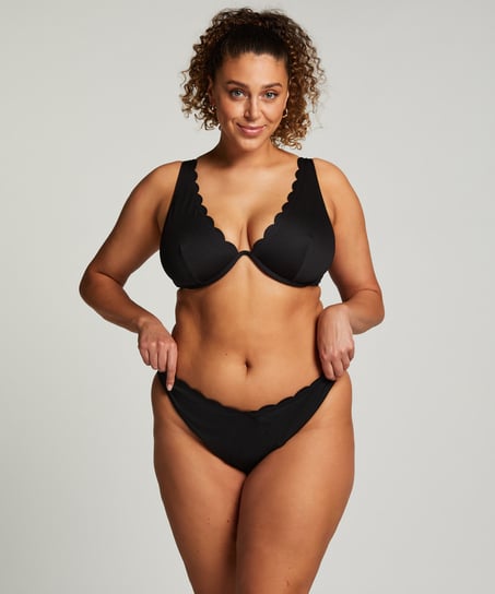 Scallop biustonosz bikini bez wkładek z fiszbinami, Czarny