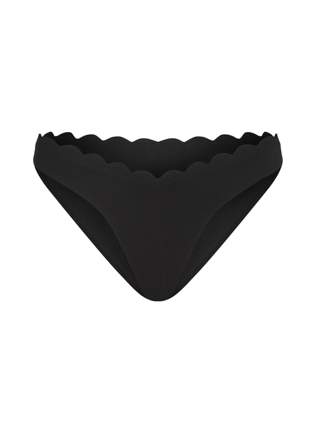 Majtki Bikini Wysoko Krojona Scallop, Czarny