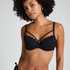 Usztywniany top bikini z fiszbinami Scallop, Czarny