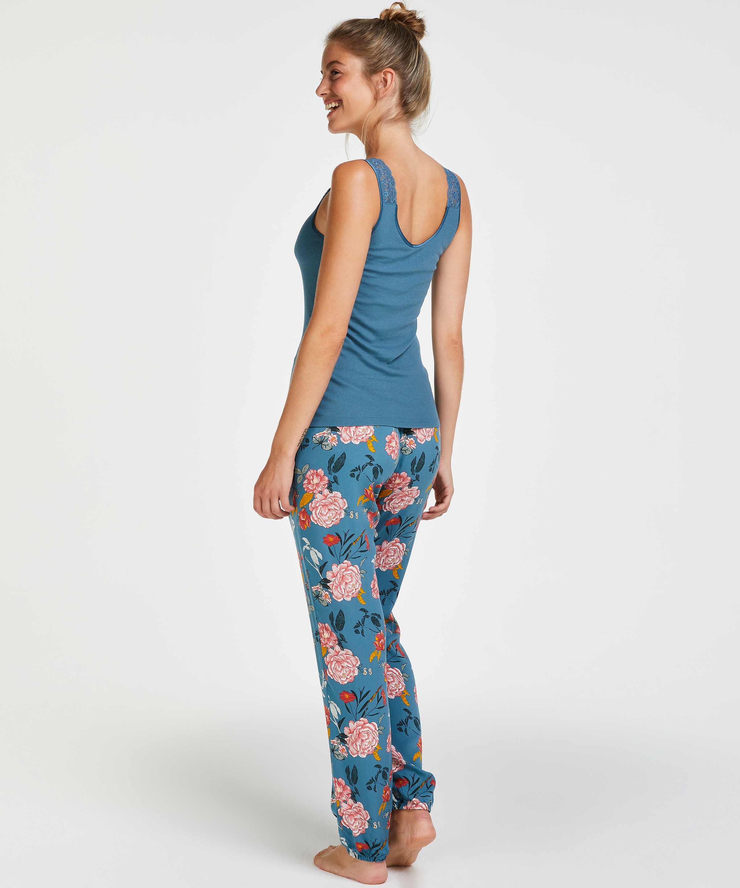 Podkoszulek prążkowany z koronką, Zielony, main