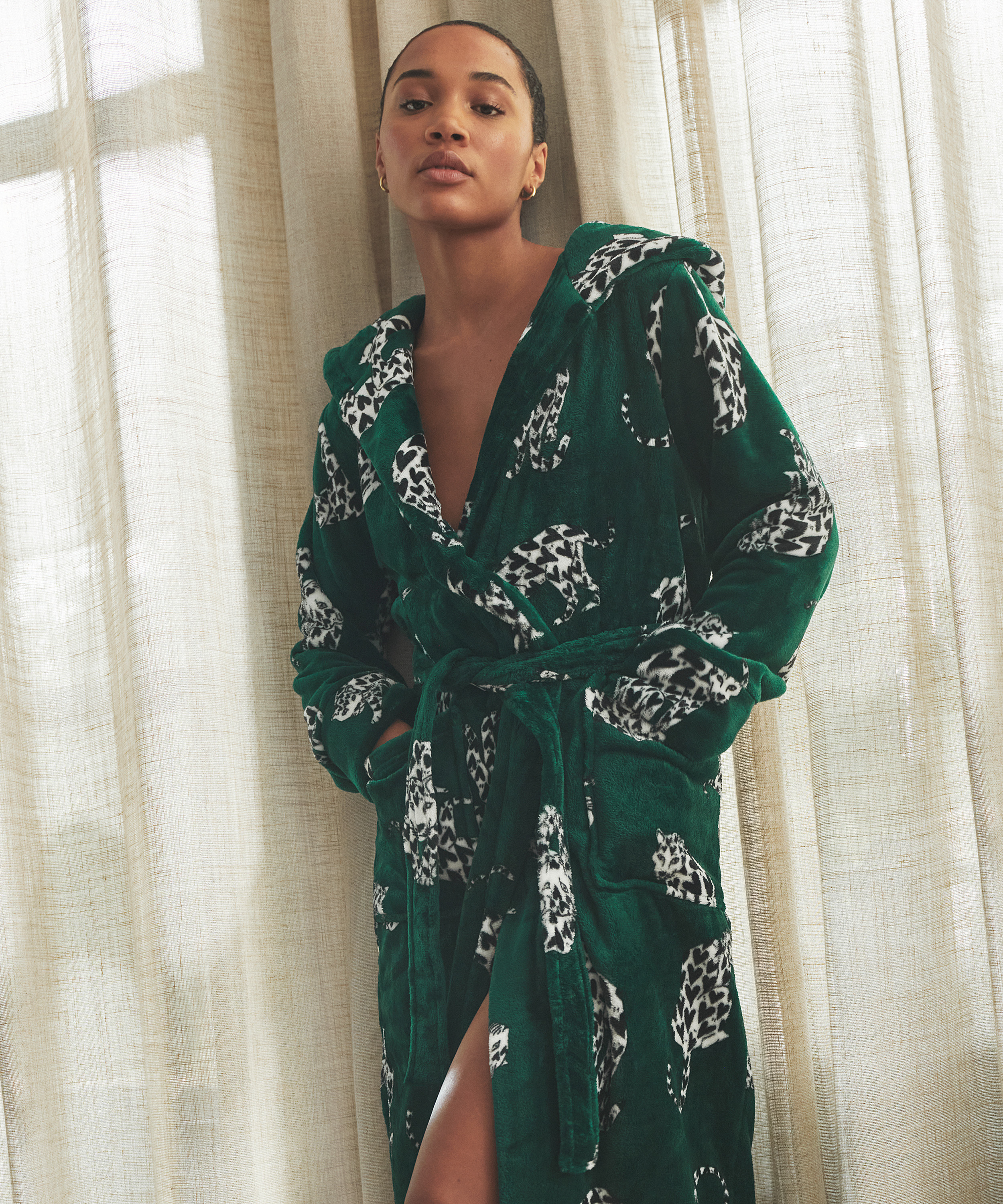 Szlafrok polarowy, Zielony, main