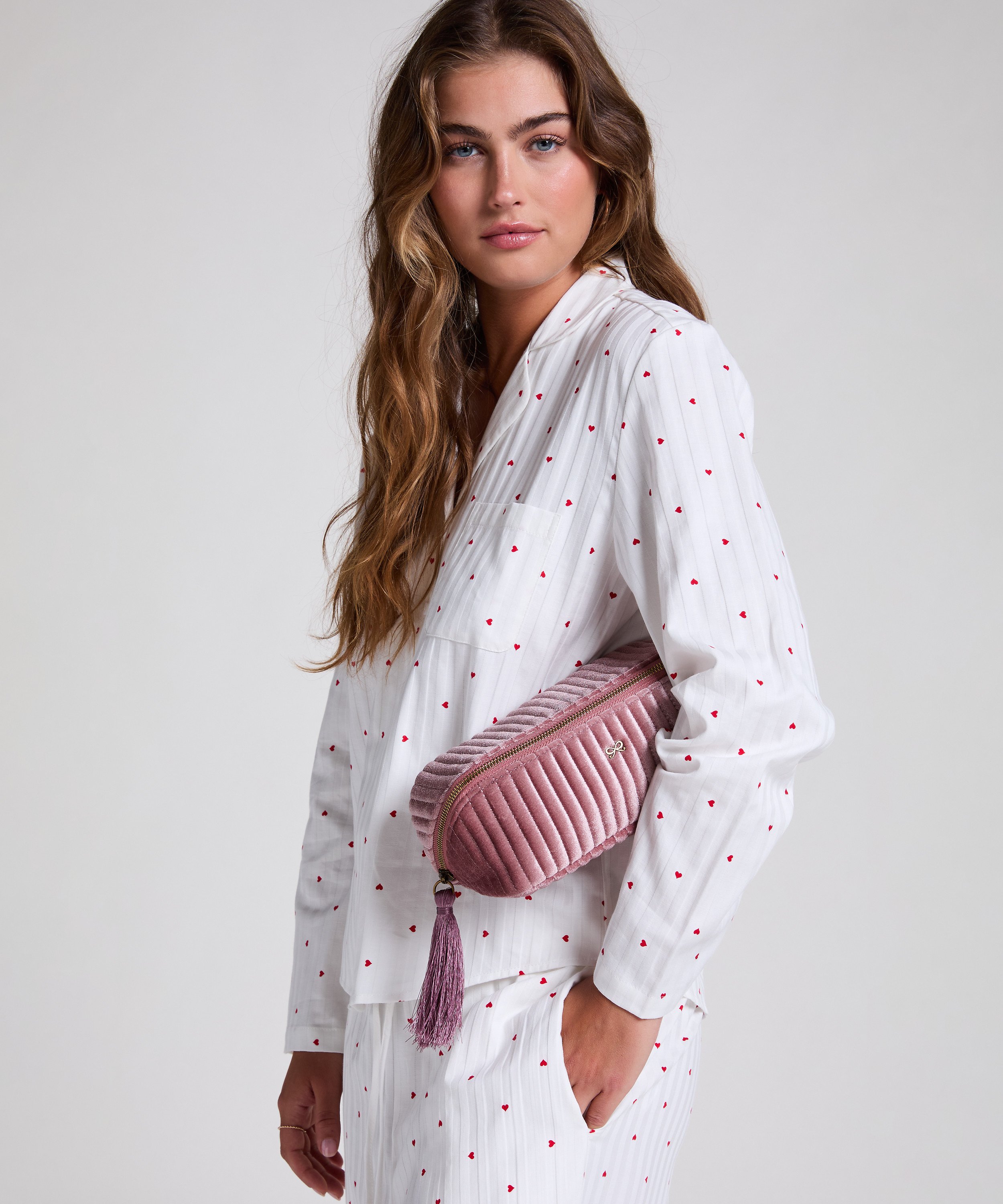 Velvet Make-Up Bag, Różowy, main