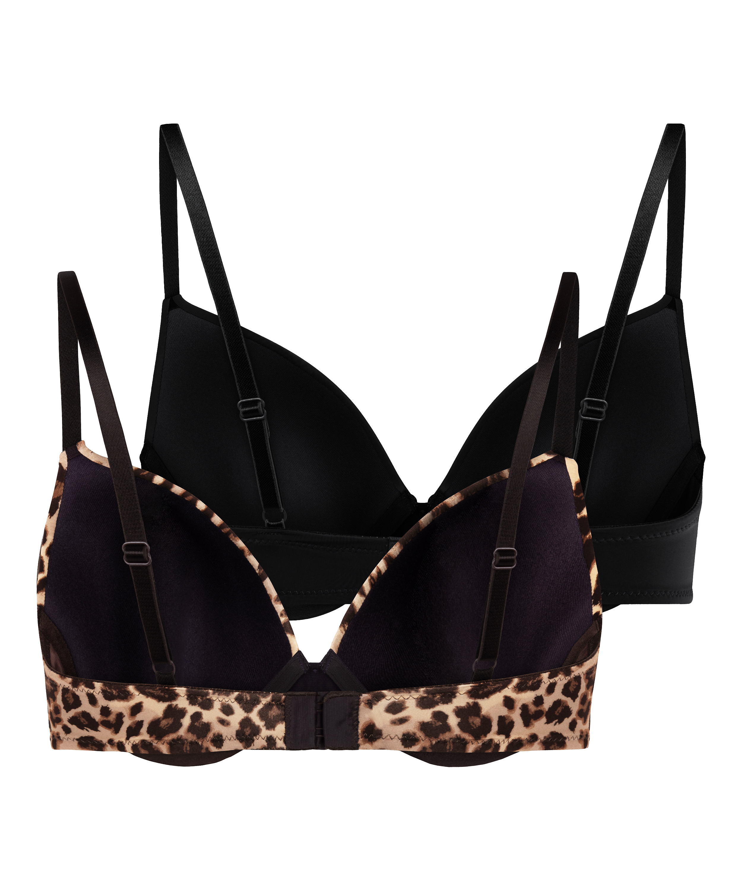 2 sztuki biustonoszy usztywnianych z fiszbinami, Czarny, main