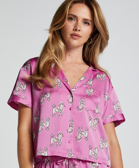 Satynowa narzutka Peppers z krótkim rękawem, Fioletowy