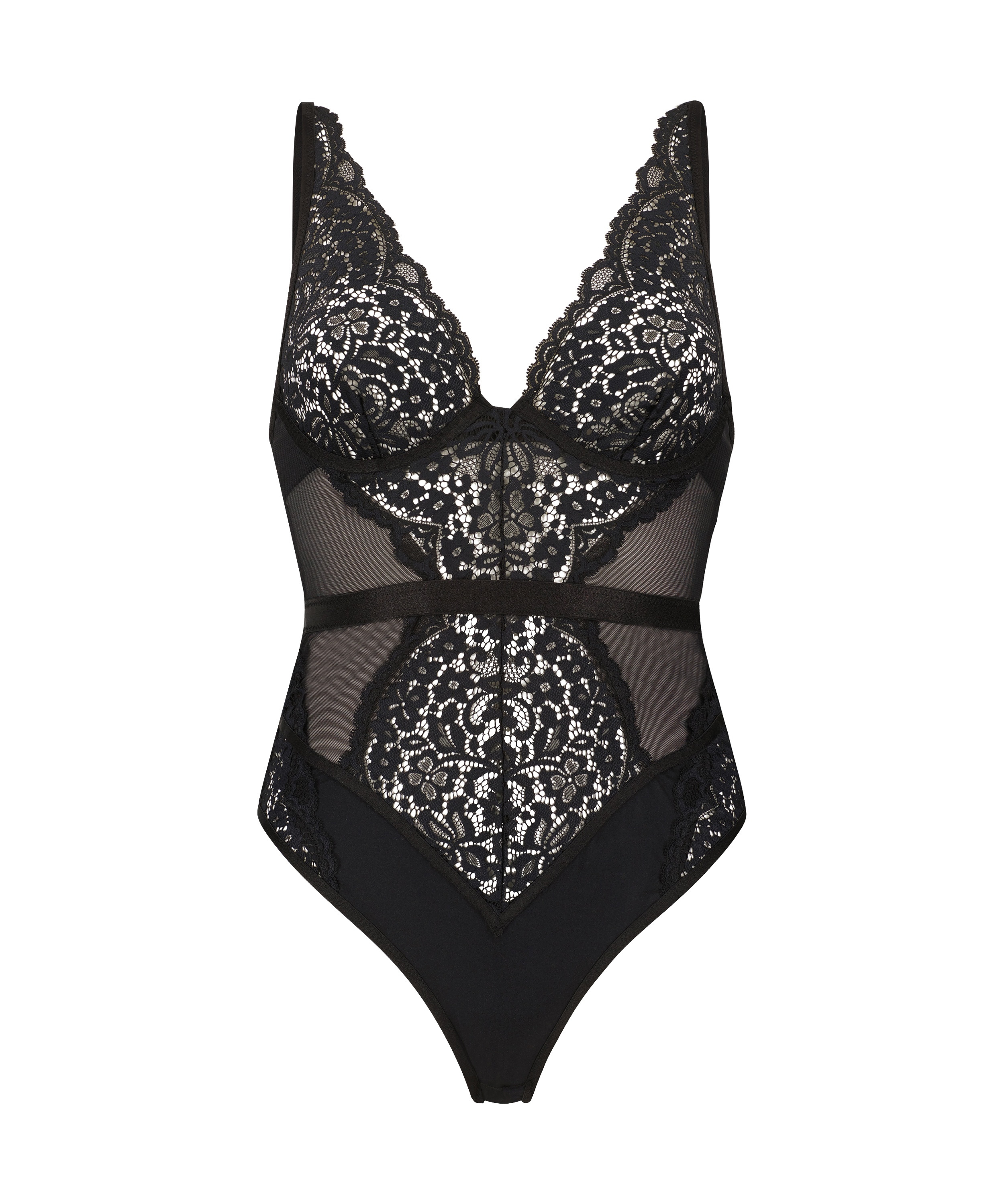 Body z fiszbinami Rose, Czarny, main