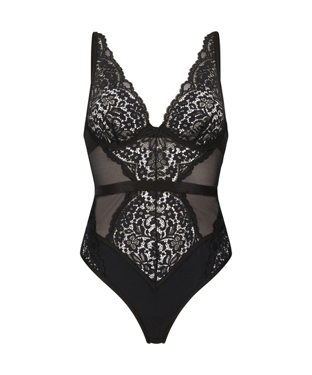 Body z fiszbinami Rose, Czarny