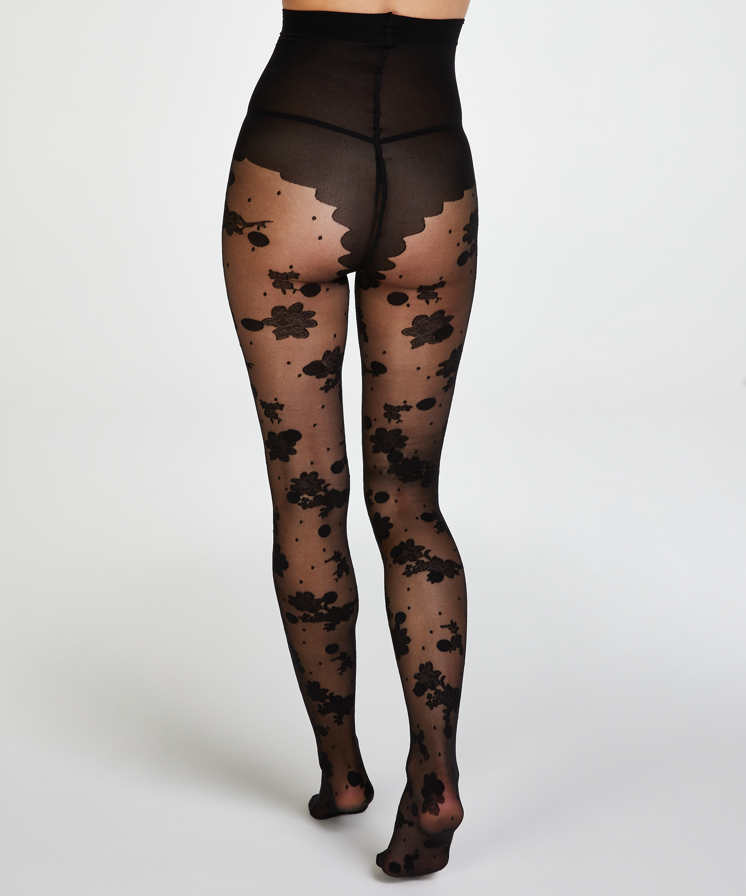 20 denier lacy spots tights, Czarny, main