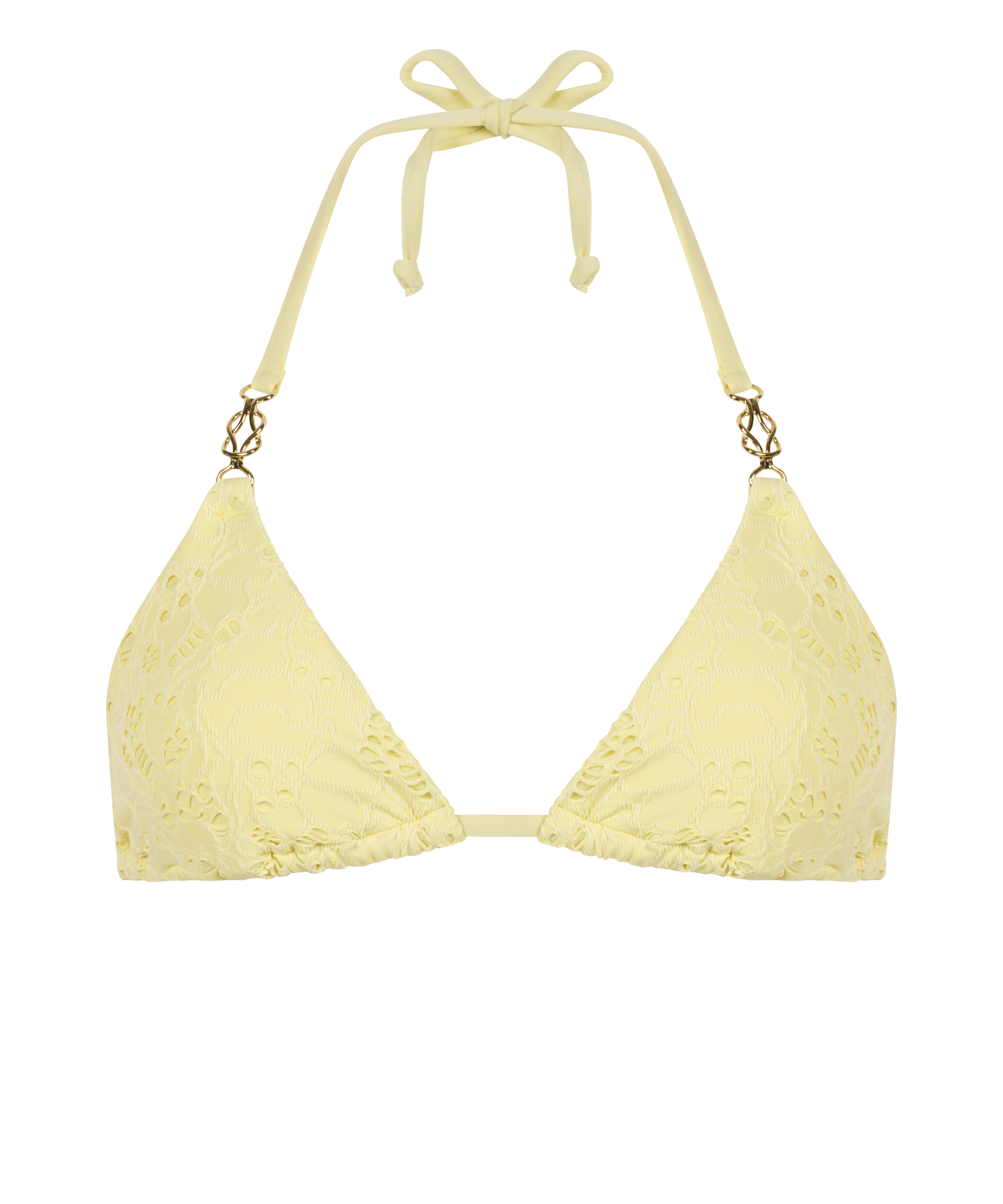 Tr&oacute;jkątna szydełkowa g&oacute;ra od bikini, Ż&oacute;łty, main