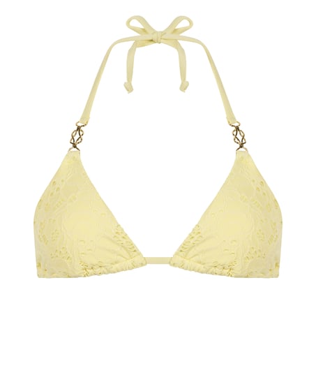 Tr&oacute;jkątna szydełkowa g&oacute;ra od bikini, Ż&oacute;łty