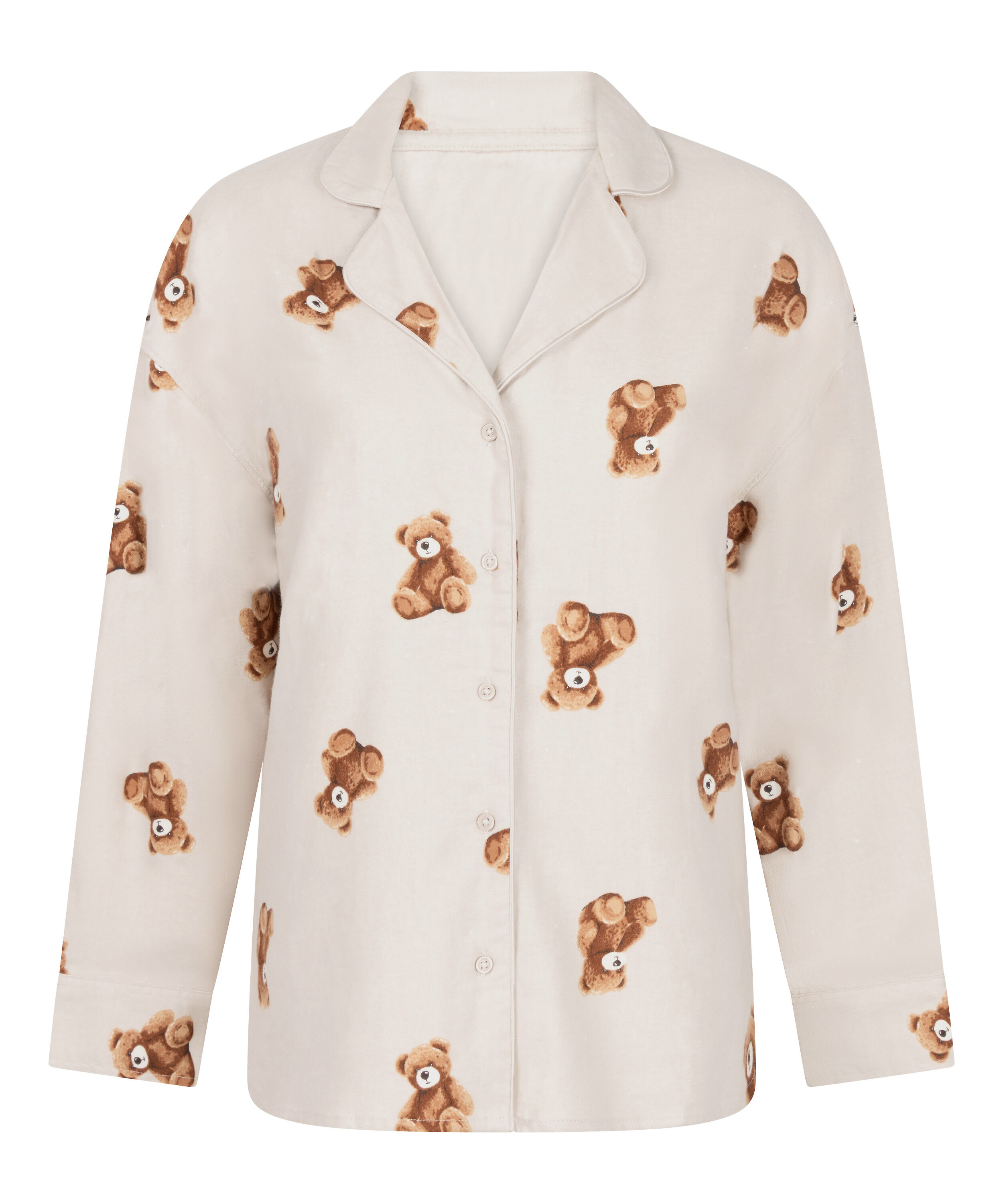 Bluza flanelowa twillowa ze wzorem misia, Beżowy