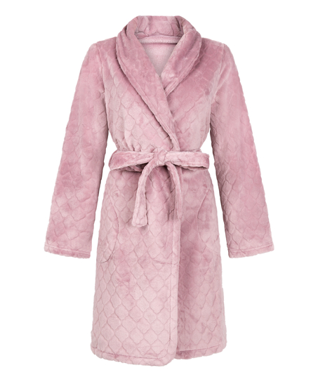 Kr&oacute;tki szlafrok fleece, Fioletowy