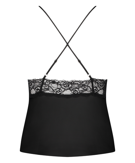 Cami Top Satin Marcela, Czarny