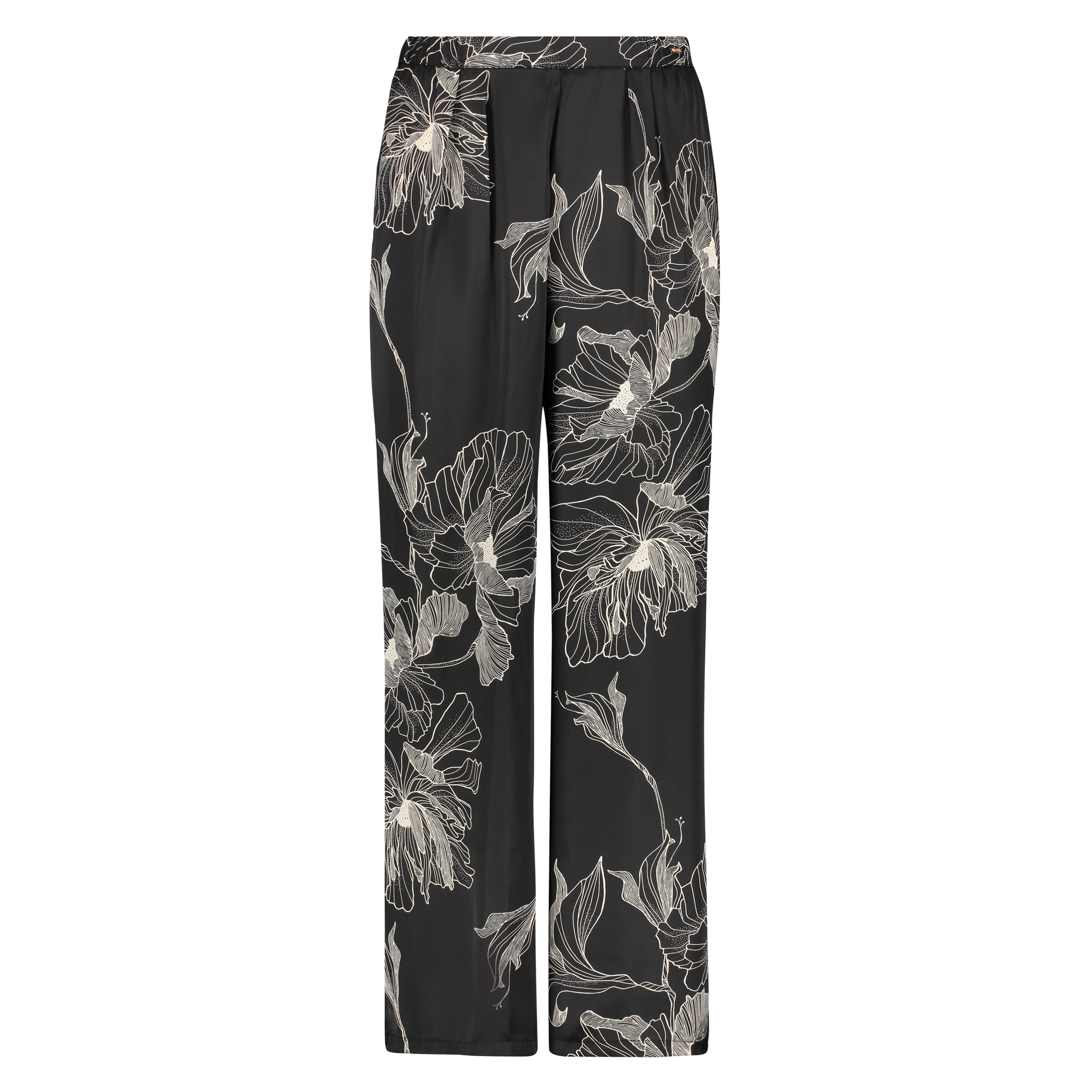 Petite Lotus satin palazzo trousers, Czarny, main
