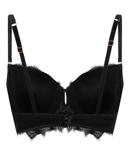 Zoe Padded Longline Underwired Bra, Czarny