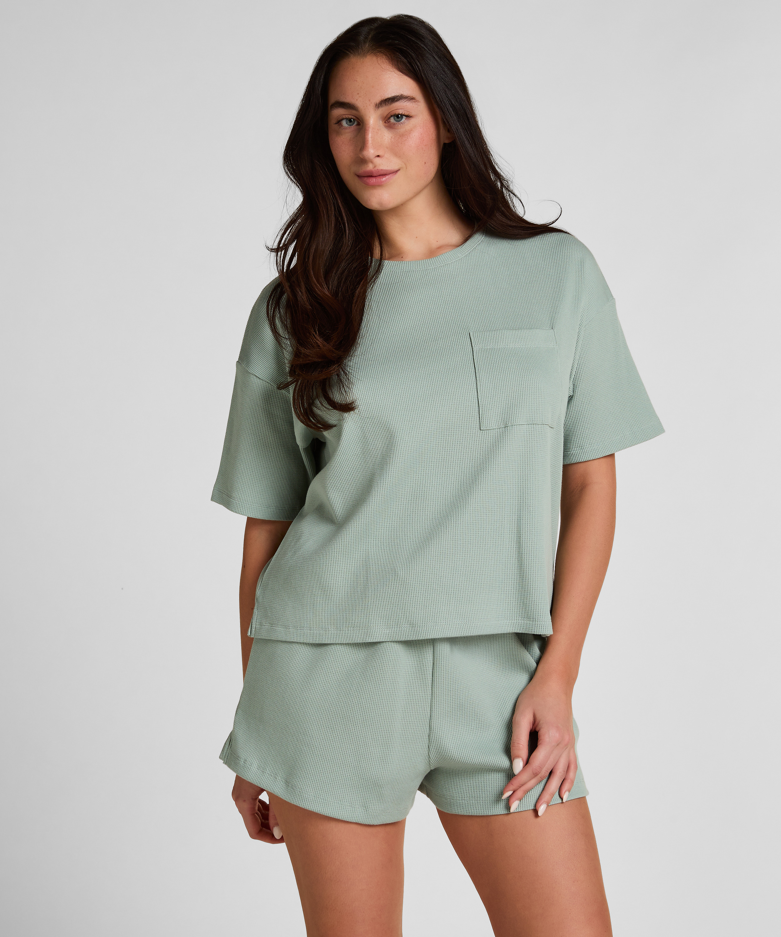Pyjama Top Waffle, Zielony, main